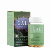 GAL B-Complex supplement bottle with packaging, promoting energy production and nerve health.